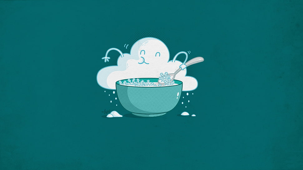cloud and bowl graphic illustration HD wallpaper